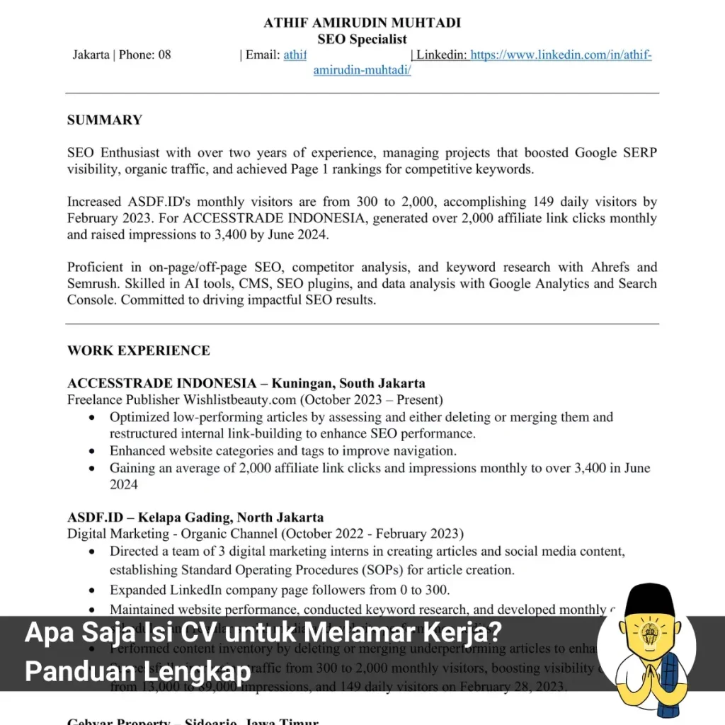 Apa Saja Isi CV untuk Melamar Kerja? Panduan Lengkap 1 Panduan Lengkap Isi CV untuk Melamar Kerja