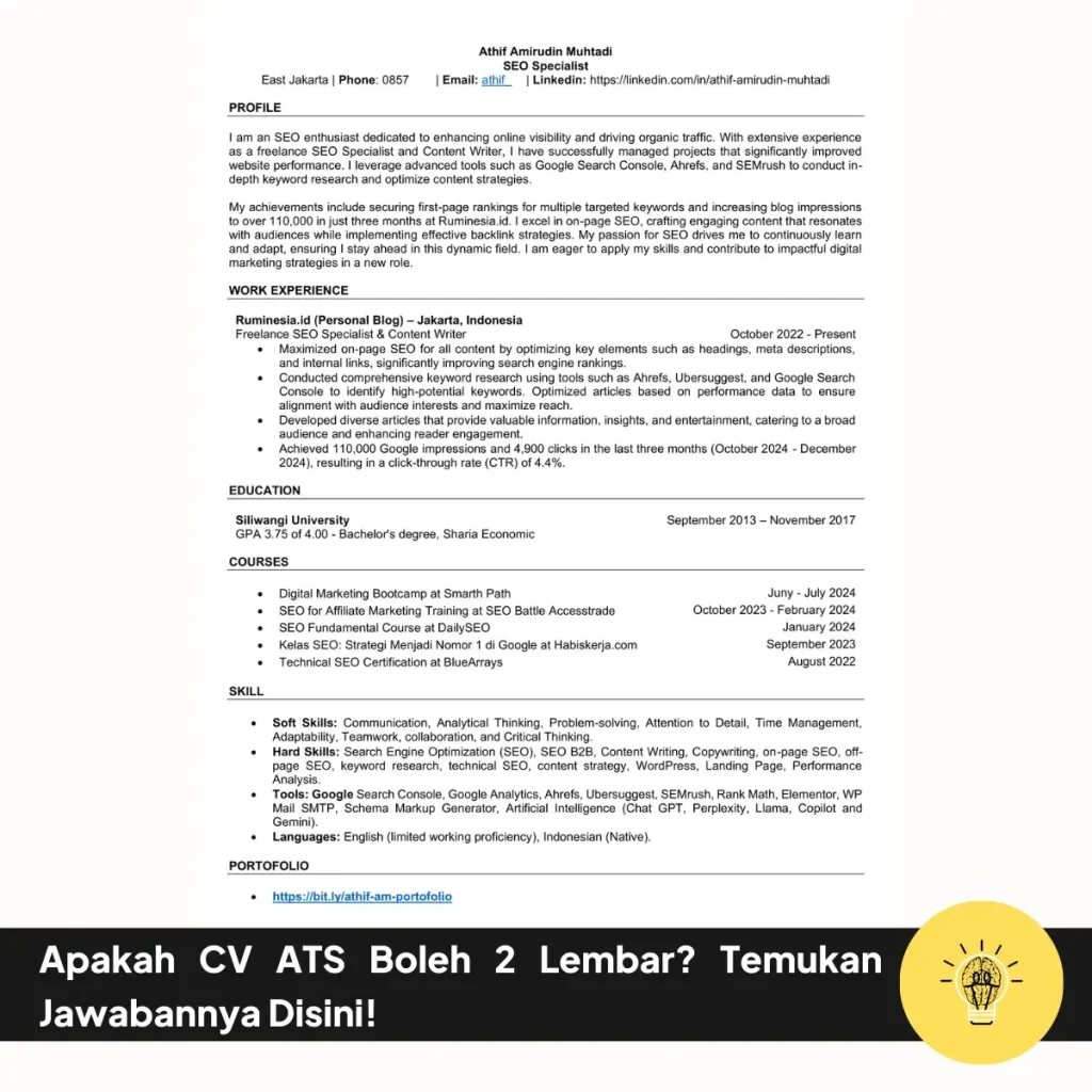 Apakah CV ATS Boleh 2 Lembar? Temukan Jawabannya Disini! 12 Apakah CV ATS Boleh 2 Lembar Temukan Jawabannya Disini