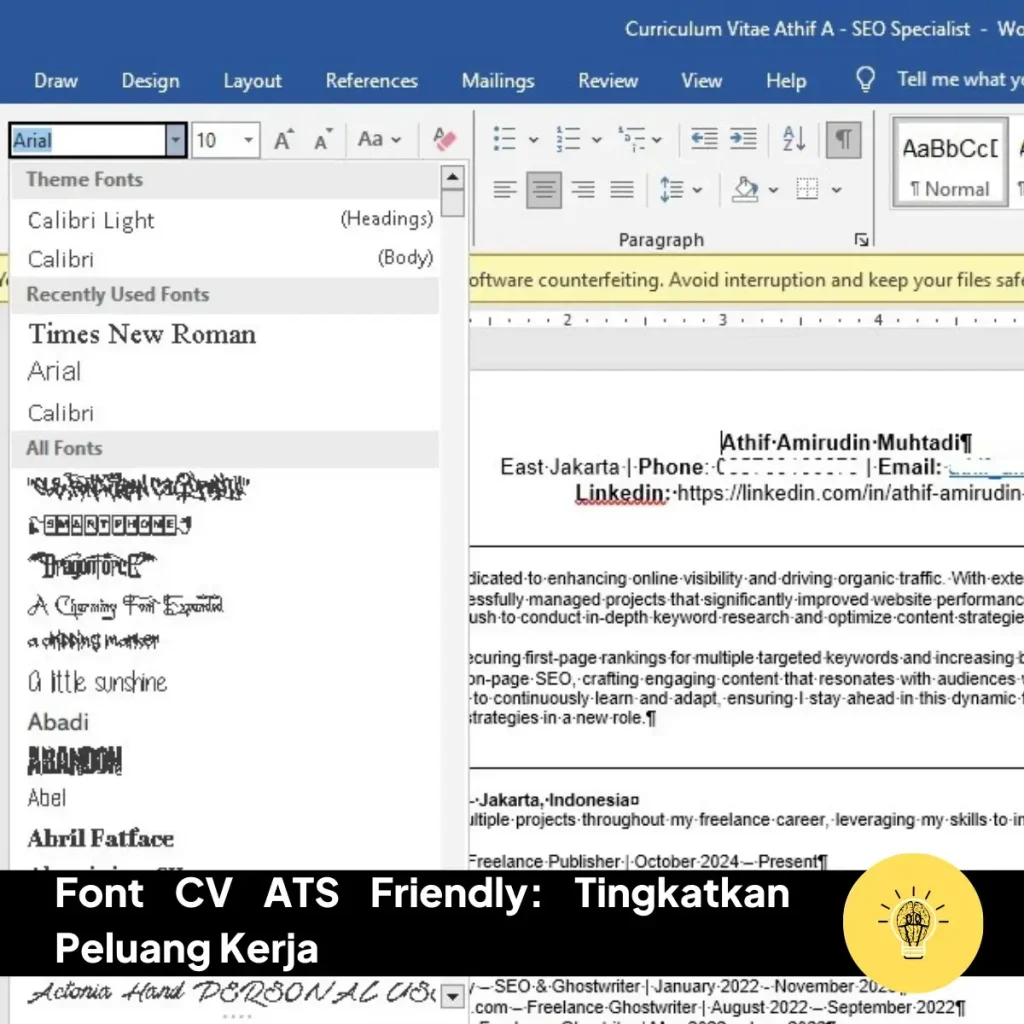 Font CV ATS Friendly: Tingkatkan Peluang Kerja 1 Rekomendasi Font CV ATS Friendly Tingkatkan Peluang Kerja