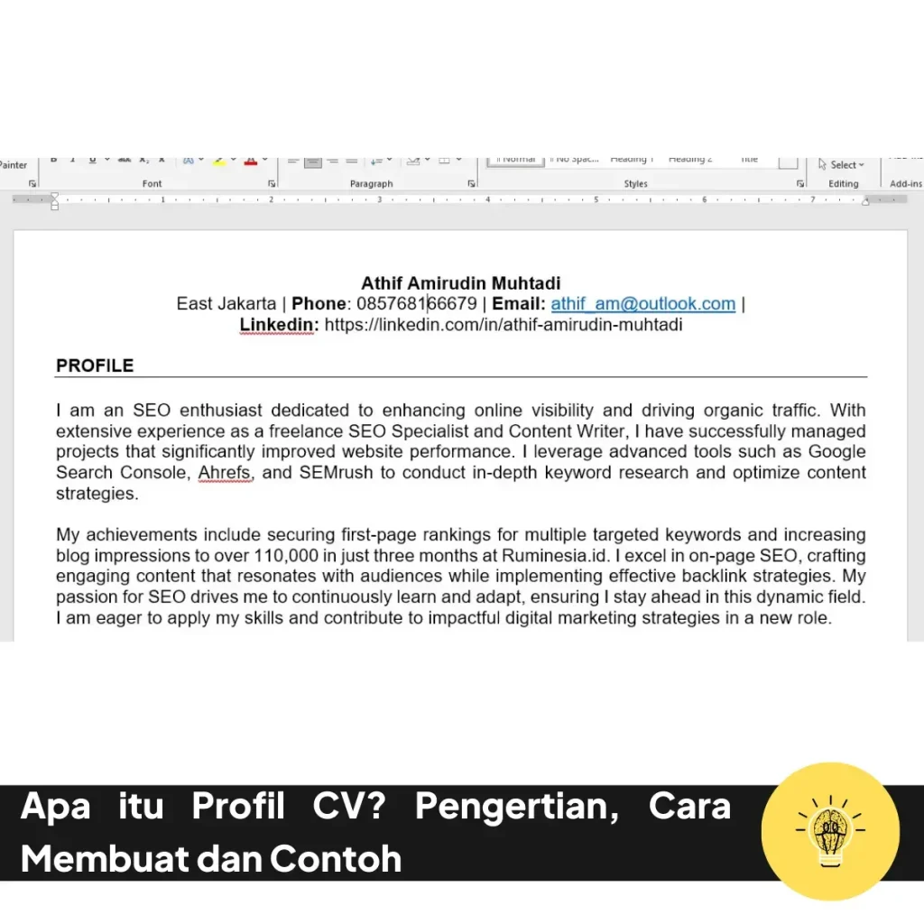 Apa itu Profil CV? Pengertian, Cara Membuat dan Contoh 3 Apa itu Profil CV Pengertian Cara Membuat dan Contoh
