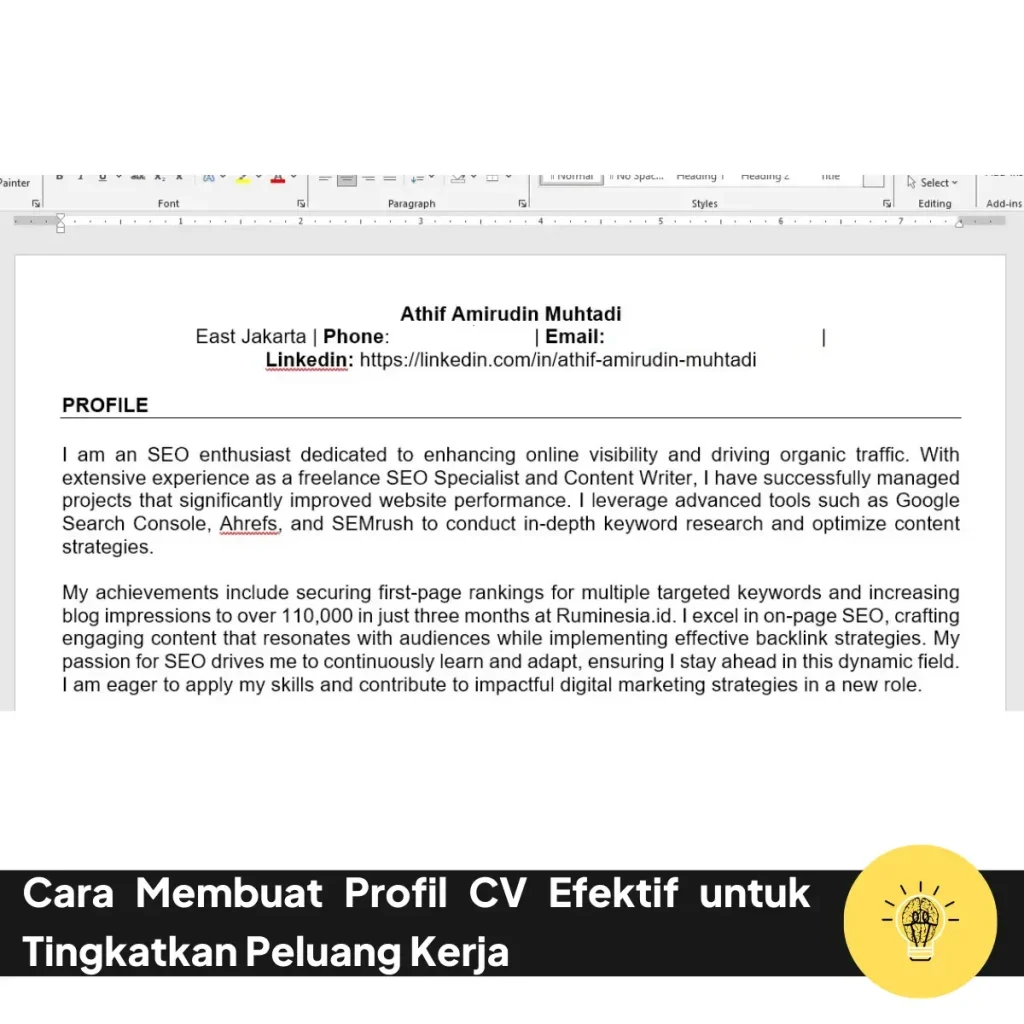 Cara Membuat Profil CV Efektif untuk Tingkatkan Peluang Kerja 2 Cara Membuat Profil CV Efektif untuk Tingkatkan Peluang Kerja