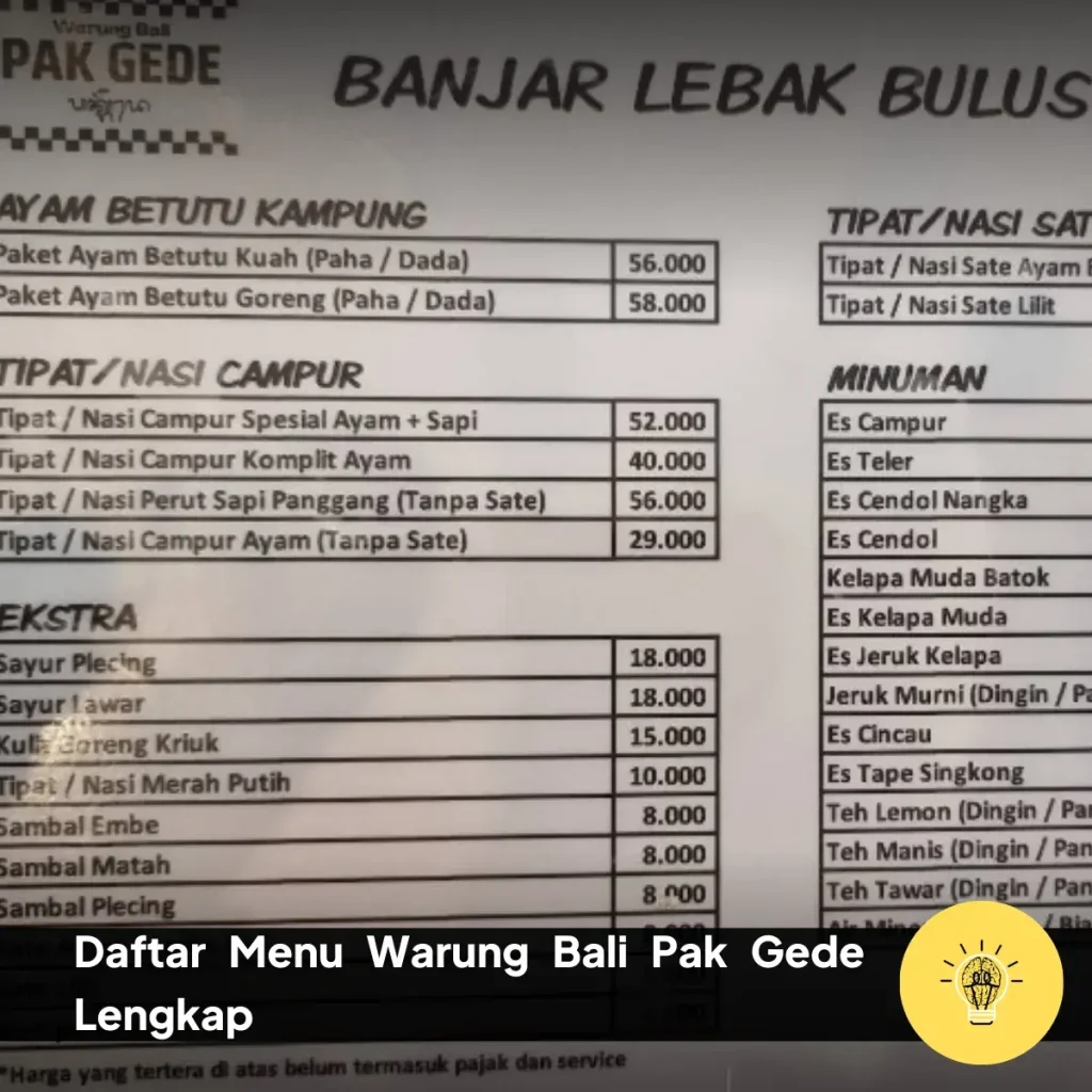 Menu Warung Bali Pak Gede: Cita Rasa Autentik Bali di Setiap Suapan 3 Daftar Menu Warung Bali Pak Gede Lengkap