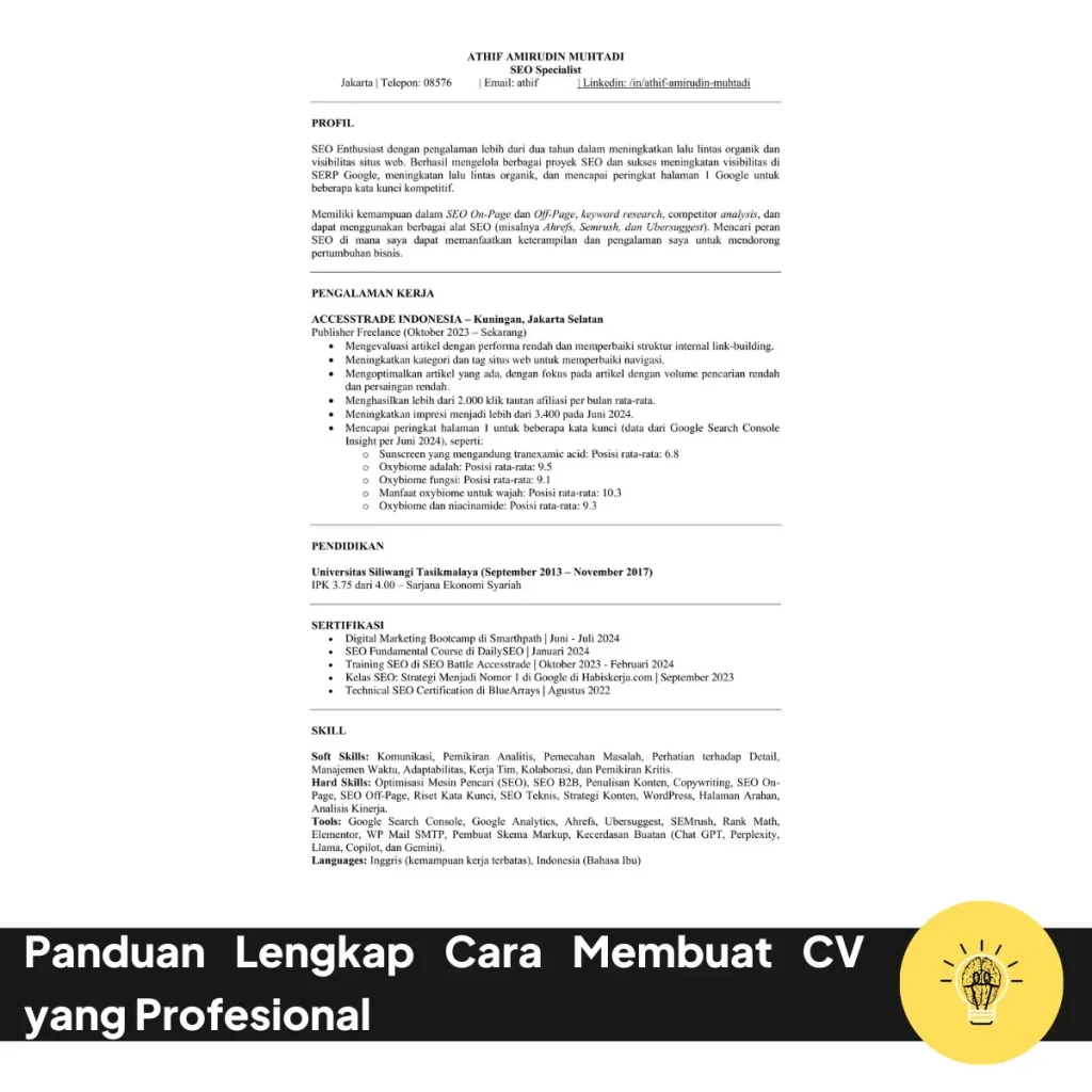 Cara Membuat CV yang Profesional: Panduan Lengkap 4 Panduan Lengkap Cara Membuat CV yang Profesional
