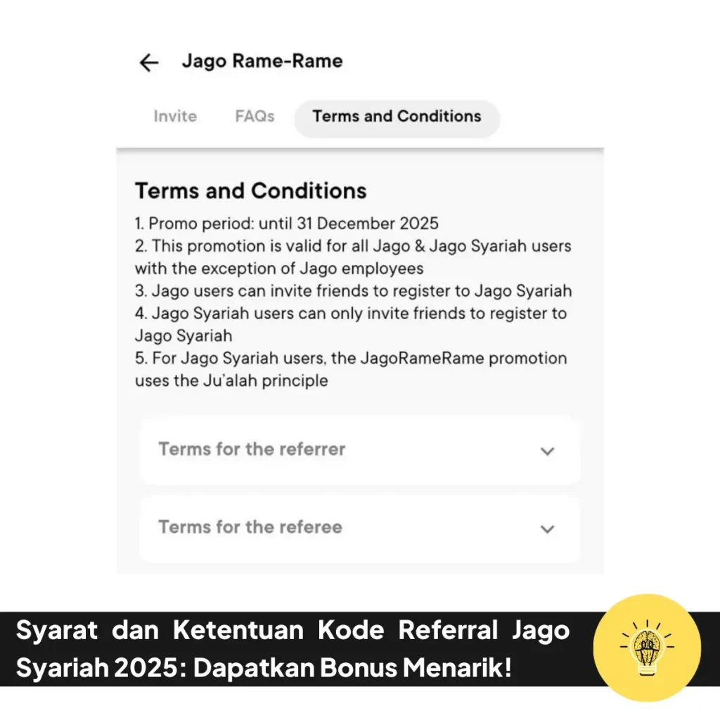 Syarat dan Ketentuan Kode Referral Jago Syariah 2025: Dapatkan Bonus Menarik! 7 Syarat dan Ketentuan Kode Referral Jago Syariah 2025 Dapatkan Bonus Menarik