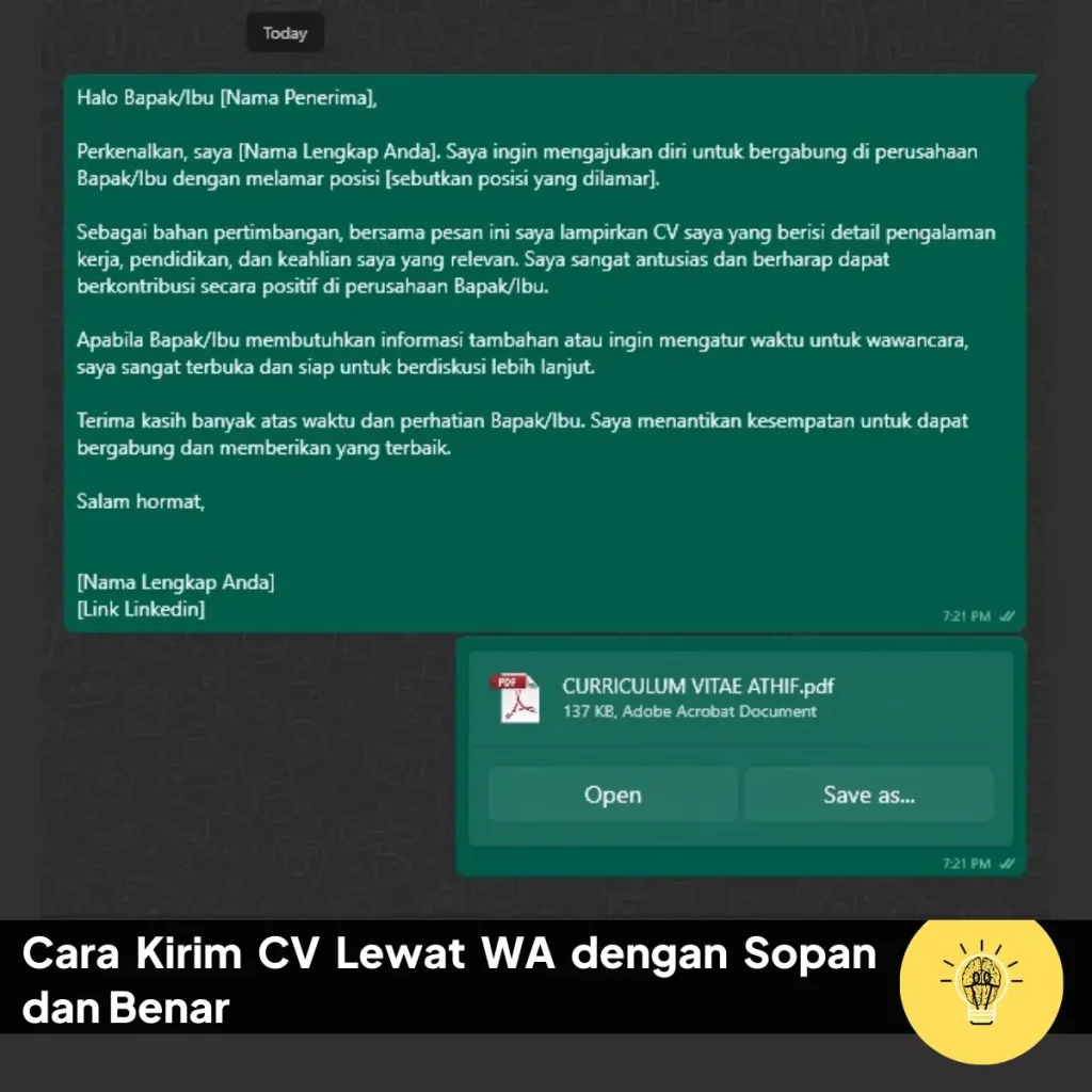 Cara Kirim CV Lewat WA dengan Sopan dan Benar 1 Cara Kirim CV Lewat WA dengan Sopan dan Benar