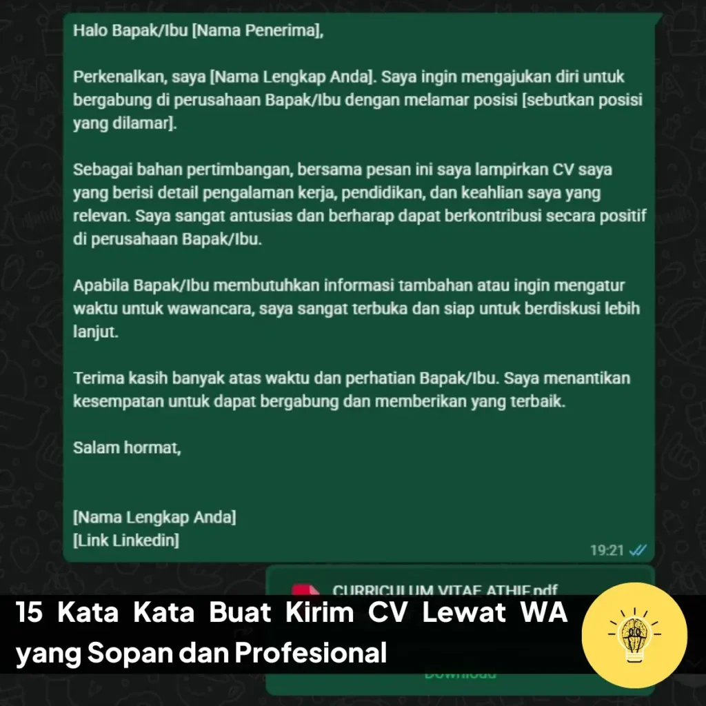 15 Kata Kata Buat Kirim CV Lewat WA yang Sopan dan Profesional 10 15 Kata Kata Buat Kirim CV Lewat WA yang Sopan dan Profesional