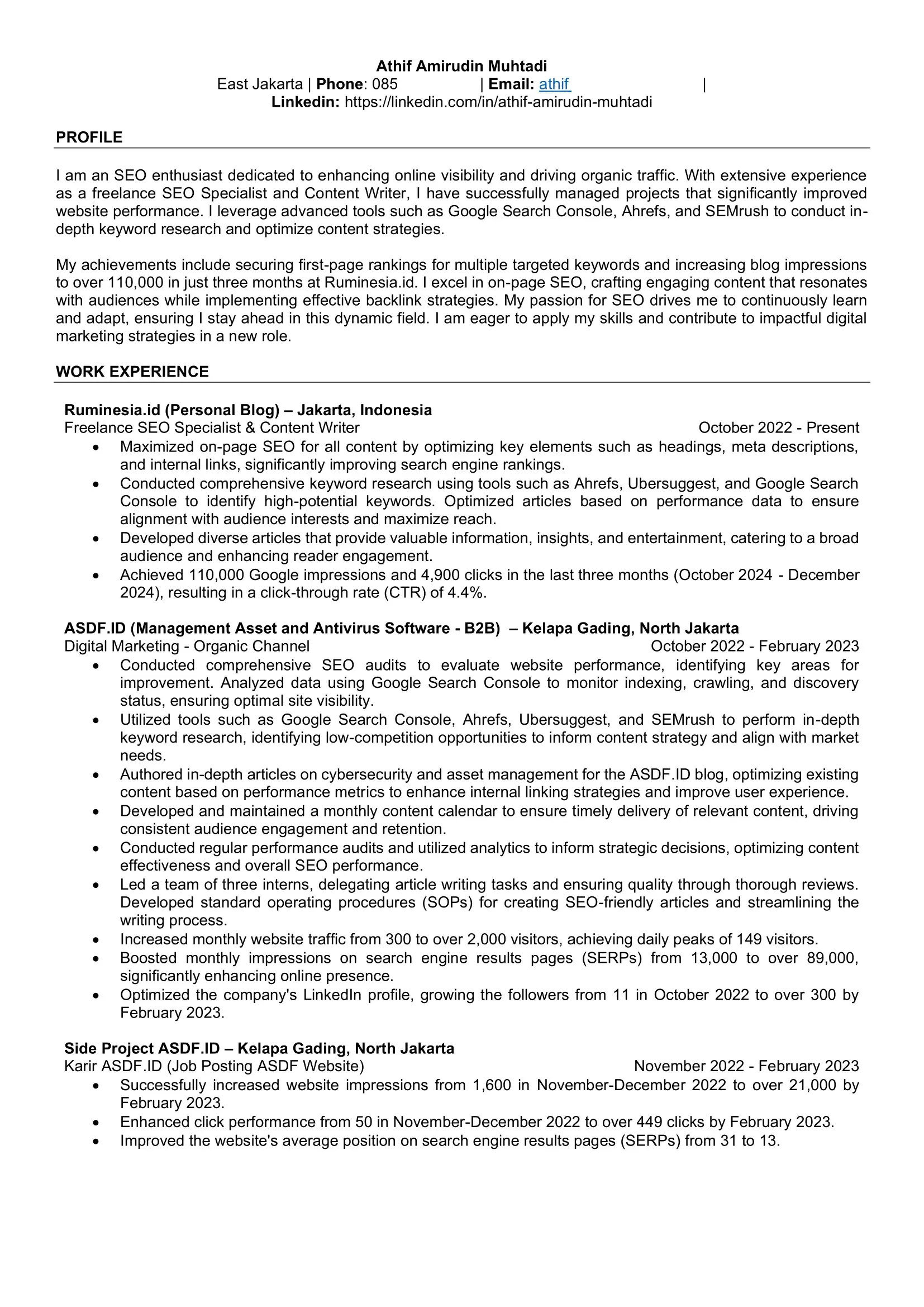 Contoh Curriculum Vitae yang Menarik Format ATS