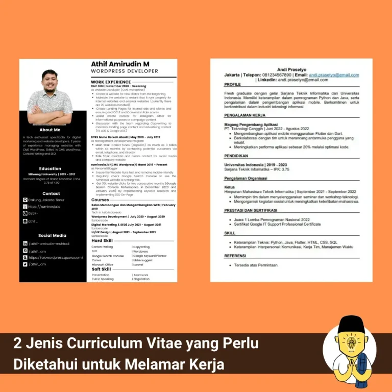 Penjelasan Lengkap Jenis Curriculum Vitae yang Perlu Diketahui untuk Melamar Kerja