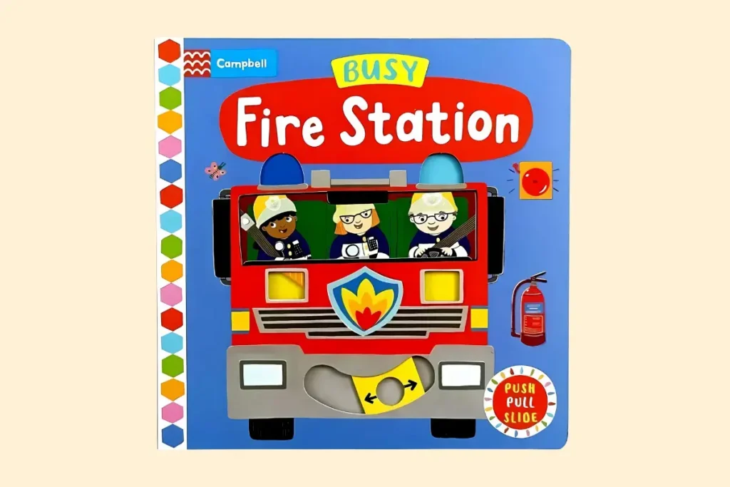 Busy Fire Station Push Pull Slide (Board Book) - Buku Interaktif Seru