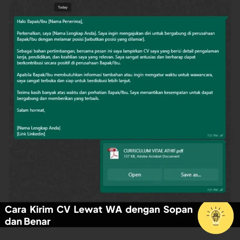 Cara Kirim CV Lewat WA dengan Sopan dan Benar