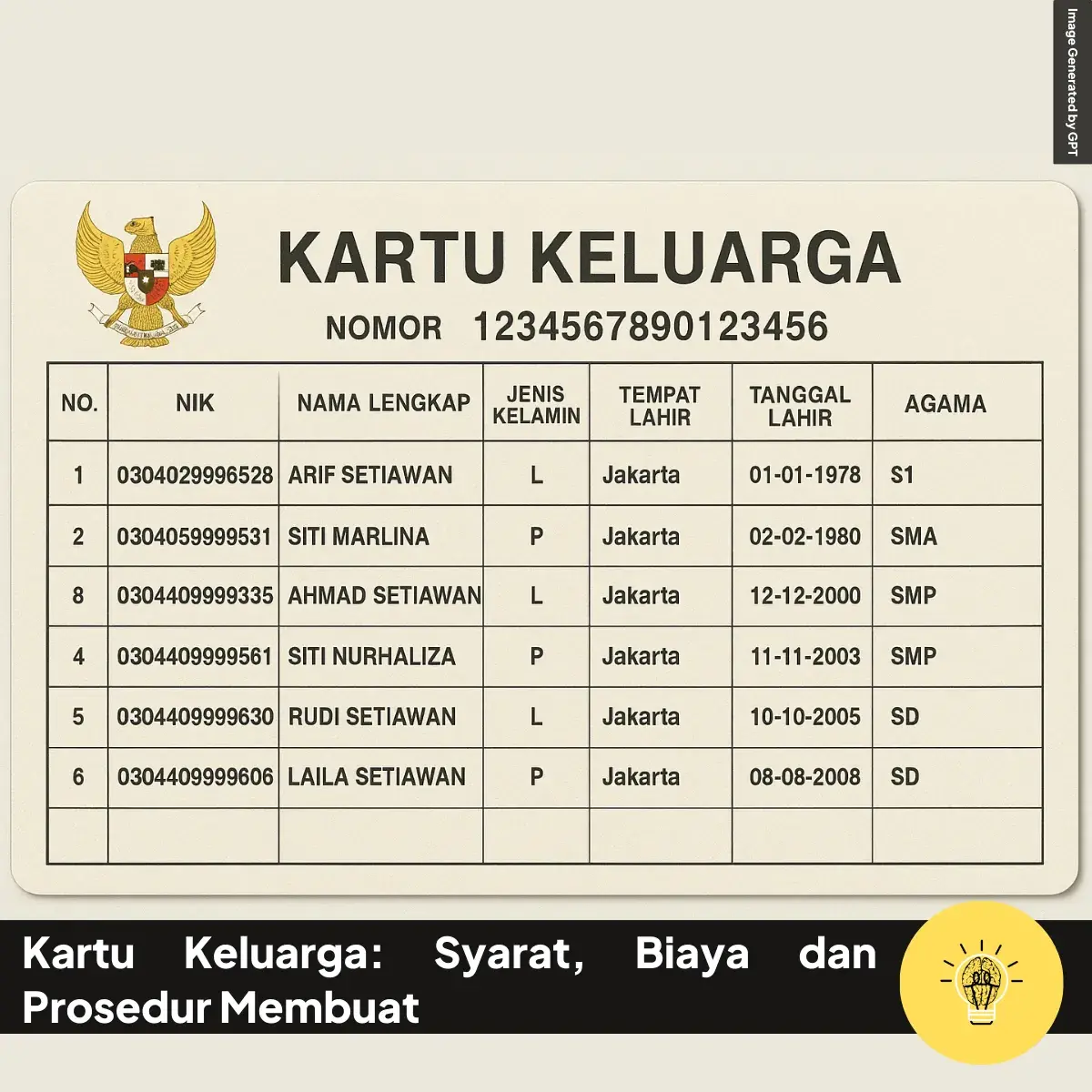 Kartu Keluarga Syarat Biaya dan Prosedur Membuat