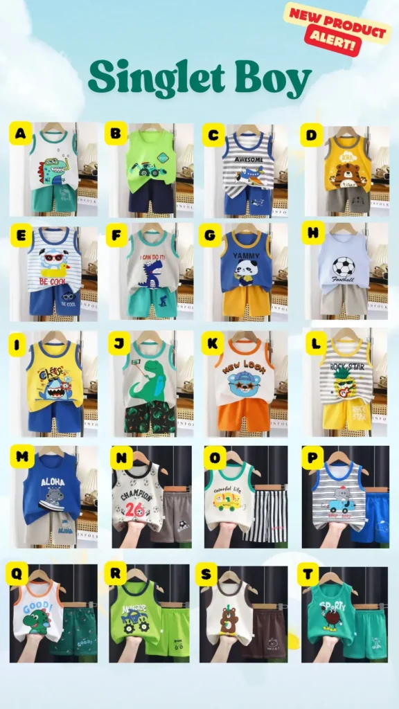 Pre Order Qilala - Setelan Singlet Anak Boy