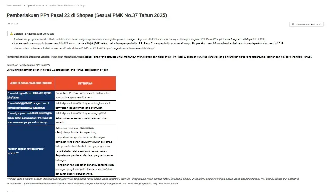 Pertanyaan Terkait PPh Pasal 22 Shopee